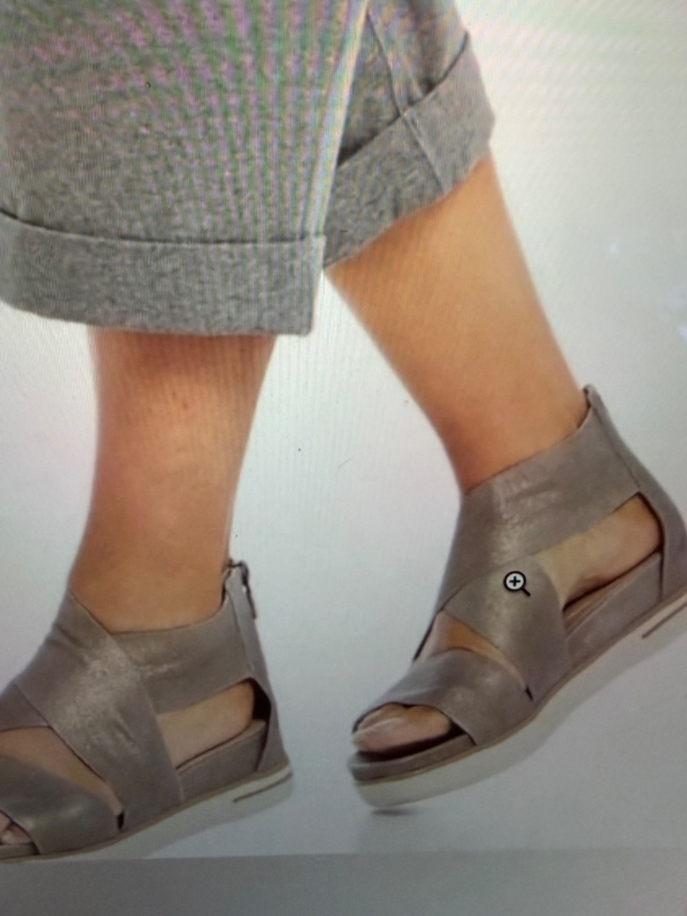 Eileen Fisher Metallic Gold Shimmer Sport Sneaker Sandals Size 8.5